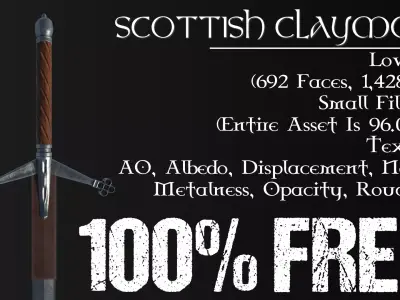 Low Poly Scottish Claymore Free low-poly 3D model