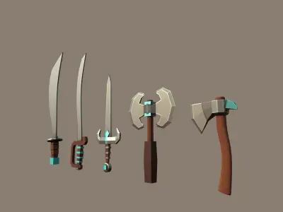 Knife Pack Low-poly 3D model