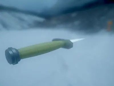 Low-Poly Knife in snow Free low-poly 3D model