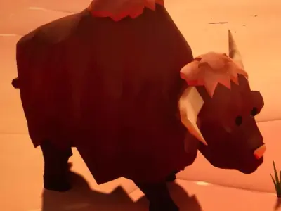 Rig Low Poly Bison - MAYA Free low-poly 3D model