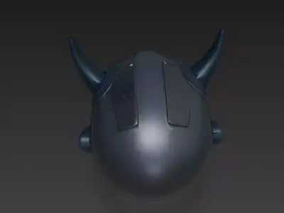 Cyberpunk Oni Half Mask 3D Model 3D Model Low-poly 3D model