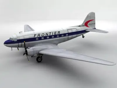 Douglas DC-3 Airliner - Frontier Low-poly 3D model