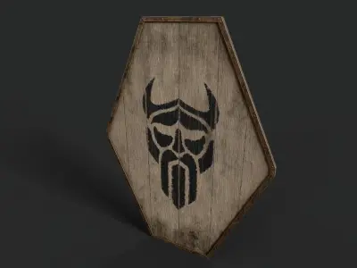 Slavic diamond-shaped shield painted God symbol Low-poly 3D model