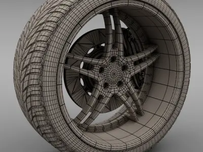 Savini Forged SV-23S Wheel and Tire 3D model