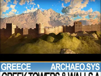 Ancient Greek City Walls Towers A 3D model