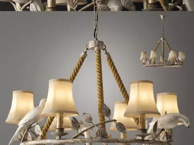 Chandelier Norman Bird Forest Patina 6 3D model