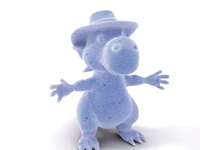 Purple Dinosaur with Straw Hat Rigged and Animated Model Low-poly 3D model
