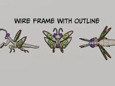 Praying Mantis Low-poly 3D model