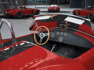 Racing Cobra Shelby 1965 Rigged 3D model