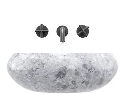 Ronda gray granite sink 3D model