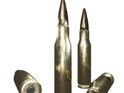 308 Round 50 AE Round And Shotgun Shells Game Optimized To Scale Low-poly 3D model