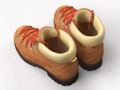 Hiking Leather Boots Brown 3D model