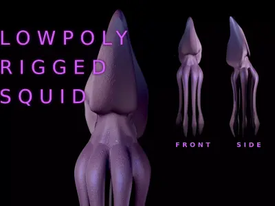Low Poly Giant Squid Low-poly 3D model