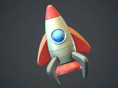 Cartoon Rocket PBR Game Ready  Low-poly 3D model
