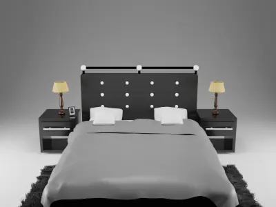 Fashionable and stylish bed in dark shades Free 3D model