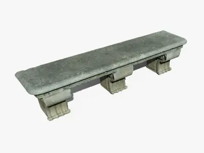 Imperial Garden Benches from Wood and Stone Low-poly 3D model