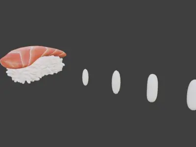 Sushi Model on wooden cutting board with chopsticks Free 3D model