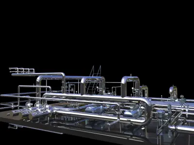 Industrial boiler room 3D model