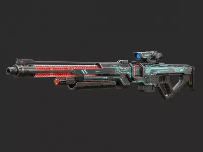 Futuristic Laser Rifle 3D Model Cyberpunk Sniper Weapon Low-poly 3D model