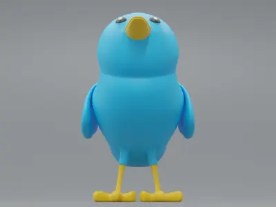 Twitter Social Media Mascot  3D model