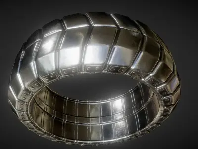 Futuristic Tire Silver Version Low-poly 3D model