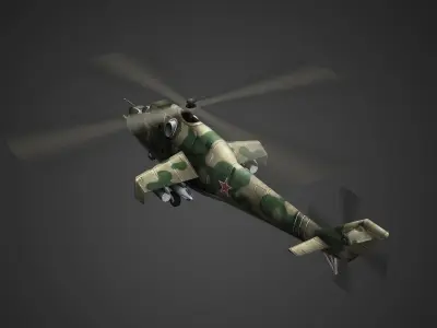 Mi-24 Hind Helicopter Low-poly 3D model
