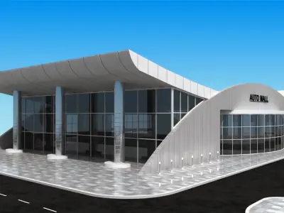 auto mall exterior and interior updated 3D model