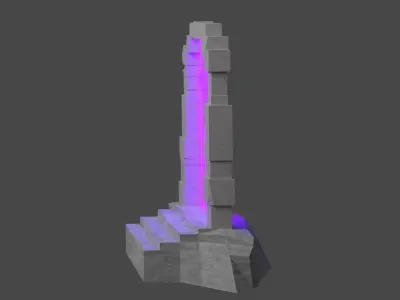 Portal Lowpoly stone monument with light Free 3D print model