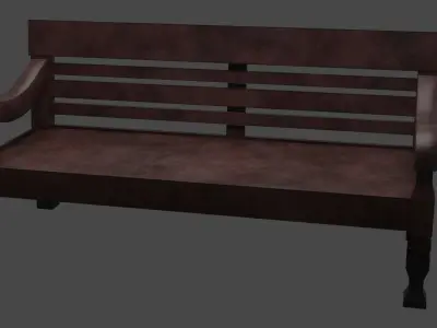 Javanese style wooden sofa Free low-poly 3D model