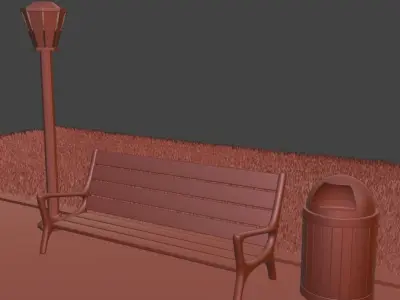 Park Assets Stylized Low-poly 3D model