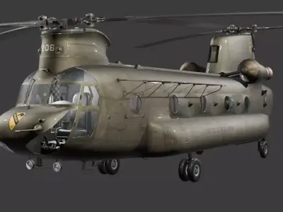CH47-D Chinook Low-poly 3D model