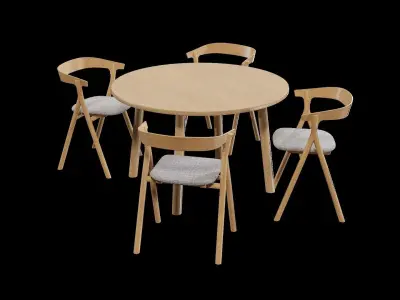 DiningSet V-01-Taro Table and YKSI Chairs Low-poly 3D model