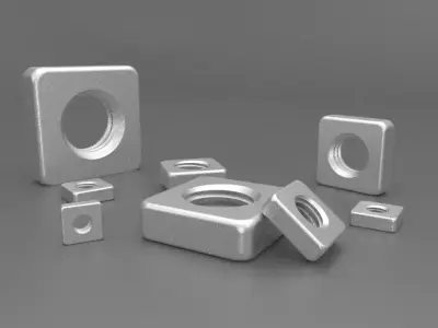 Nut Square DIN 562 - M2 to M90 3D model