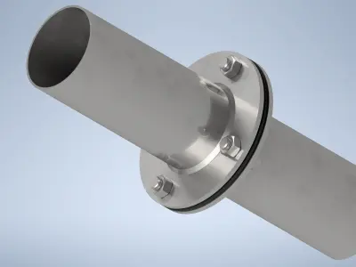 Flange with gasket and pipe - DN 100 3D model