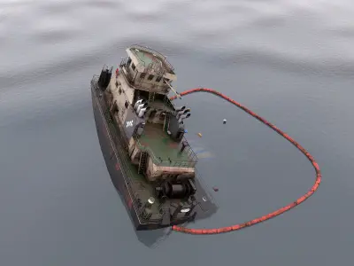 Old Push Boat 3D model