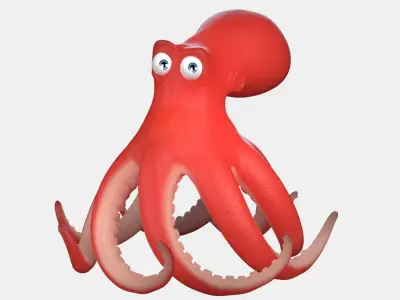 cartoon octopus rigged 3D model
