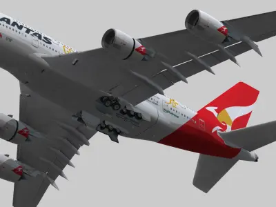 Airbus A380 Qantas VH-OQH Low-poly 3D model