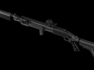 Mossberg 590 Tactical 12 Gauge Shotgun Build Low-poly 3D model