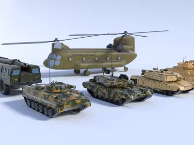 6 military vehicles 3D model