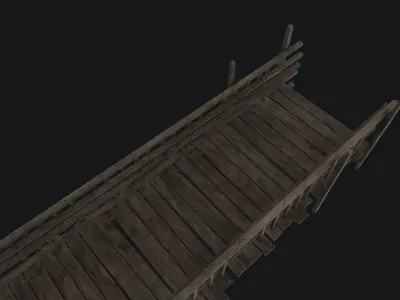 Old Wooden Bridge Low-poly 3D model