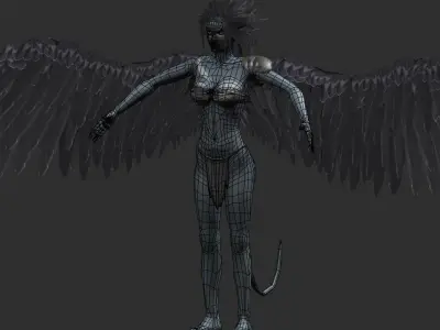 Clothed Harpy Low-poly 3D model