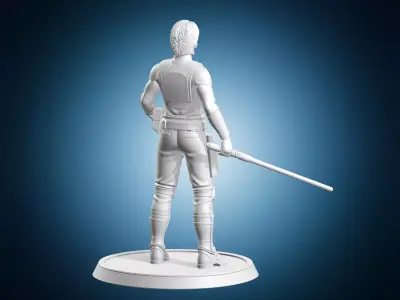 Jedi Knight Warrior Miniature Figure 3D print model