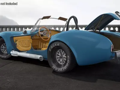 Shelby 427 Cobra Blue Yellow Rigged 3D model