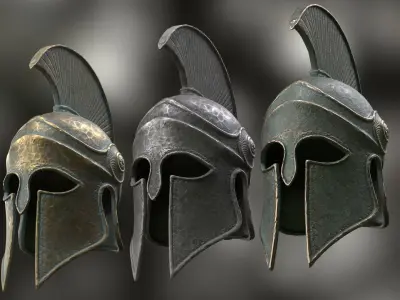 Ancient Greek Helmet  design by Lilia Koleva-Bardarova Low-poly 3D model