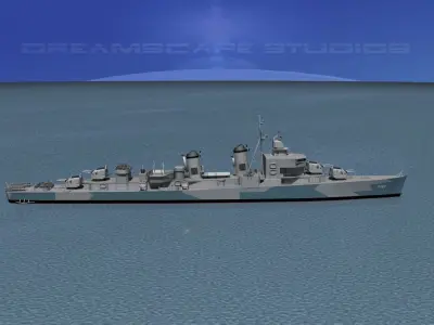 Sumner Class Destroyer DD699 USS Waldron 3D model