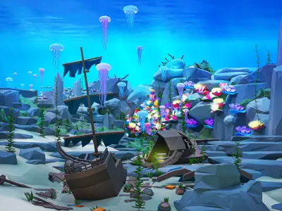 Underwater World Low-poly 3D model