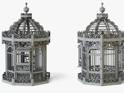 Birdcage Wooden Low-poly 3D model
