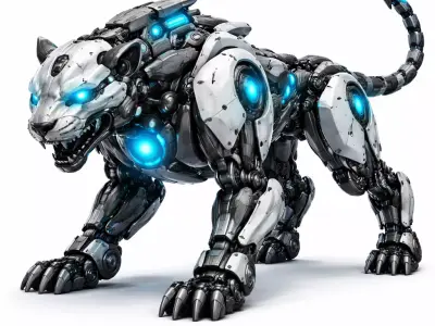 Futuristic Robotic Panther High Detail SciFi 3D Model Game Ready 3D print model