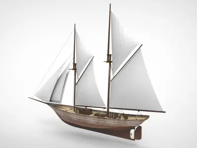Historical sailing yacht 3D model