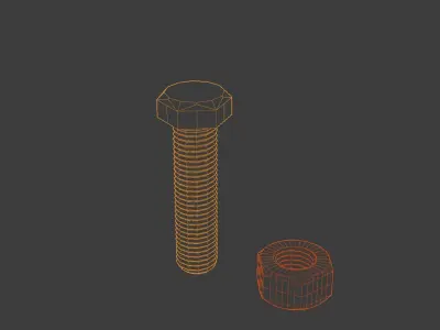 M12 bolt and nut Low-poly 3D model